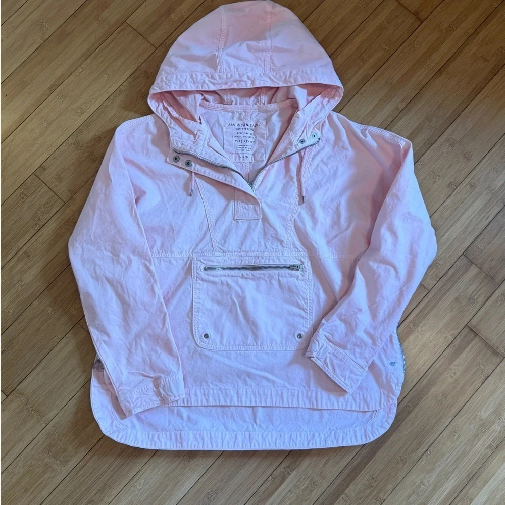American Eagle Outfitters Light Pink Half Zip Pullover Jacket - Picture 8 of 8